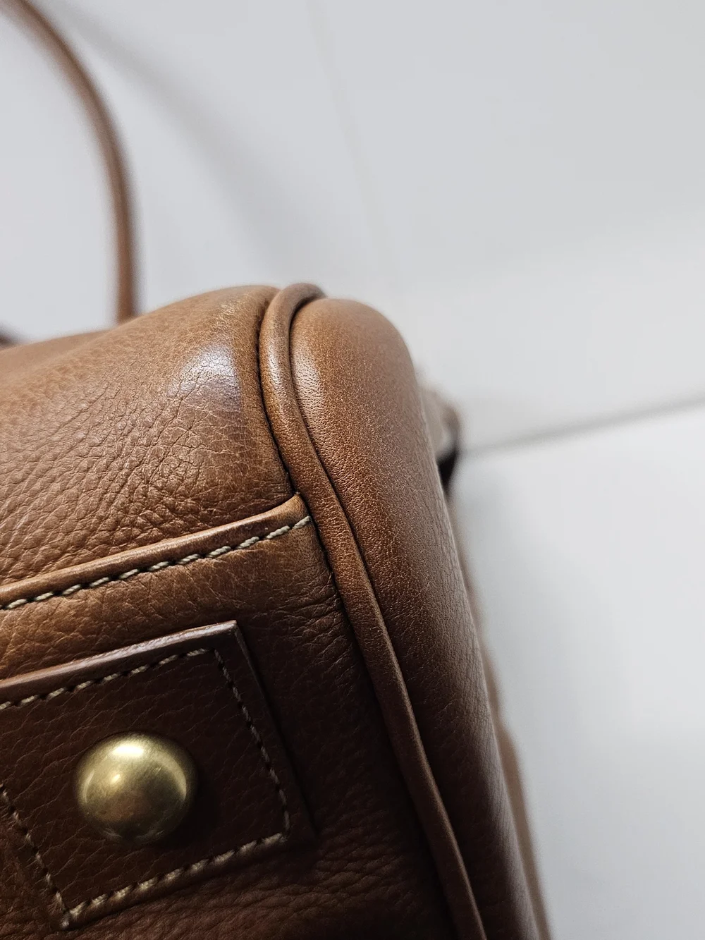 Mulberry Brown Leather Duffel Bag with Gold Hardware